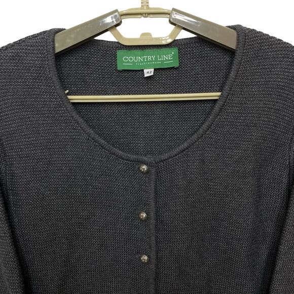 NEW Country-Line Trachtenmode Austrian Dark Gray Cardigan Sweater US 6 EU 42 - Picture 5 of 12